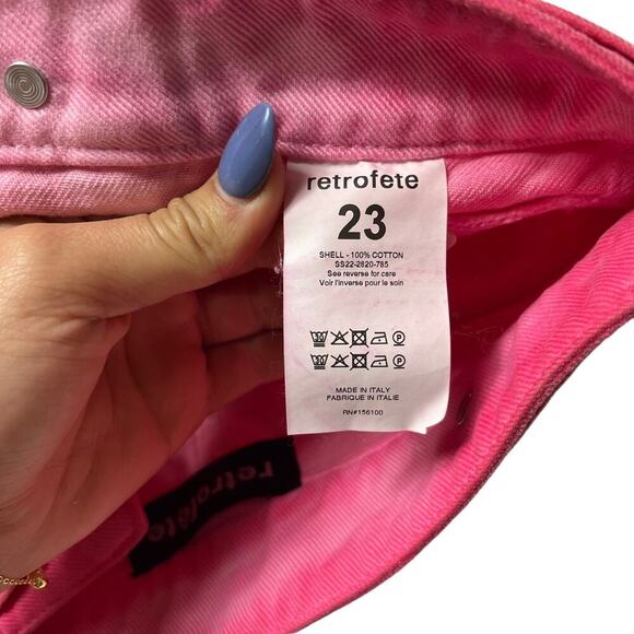 RETROFETE Tessa Short Micro Frayed Denim Vintage Watercolor Sunset Size 23 NEW - Picture 9 of 10